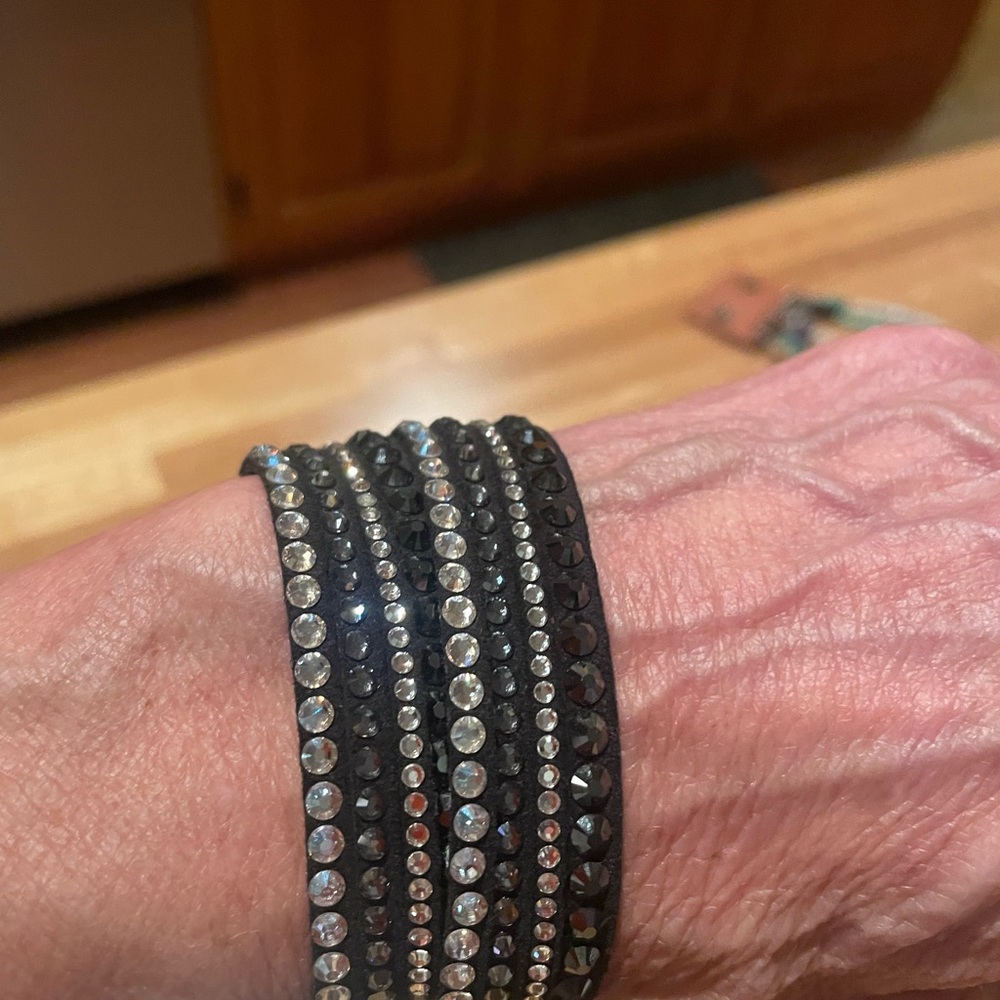Swarovski black wrap bracelet with rhinestones.  Like new